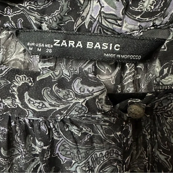 Zara Black and Gray Paisley Blouse - Picture 5 of 11